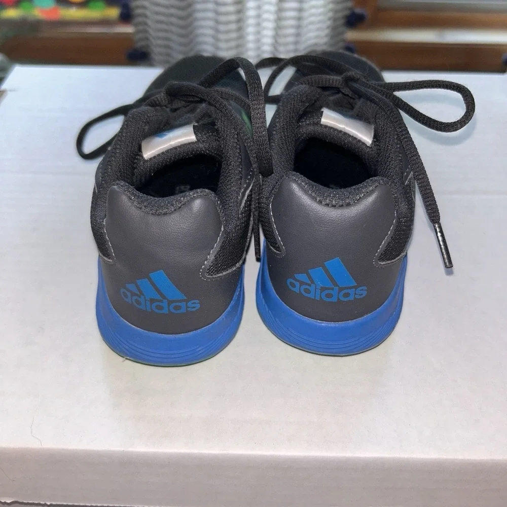 Adidas AltaRun Kids Size 2 Black Green Blue Athletic‎ Running Shoes AH2420